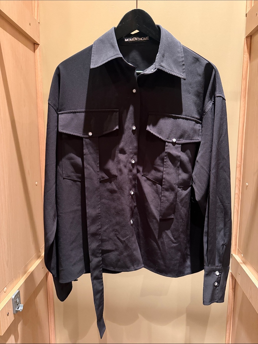 Black Button-Down Utility Shirt